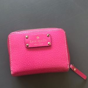 Pink Kate Spade Compact Zip Wallet